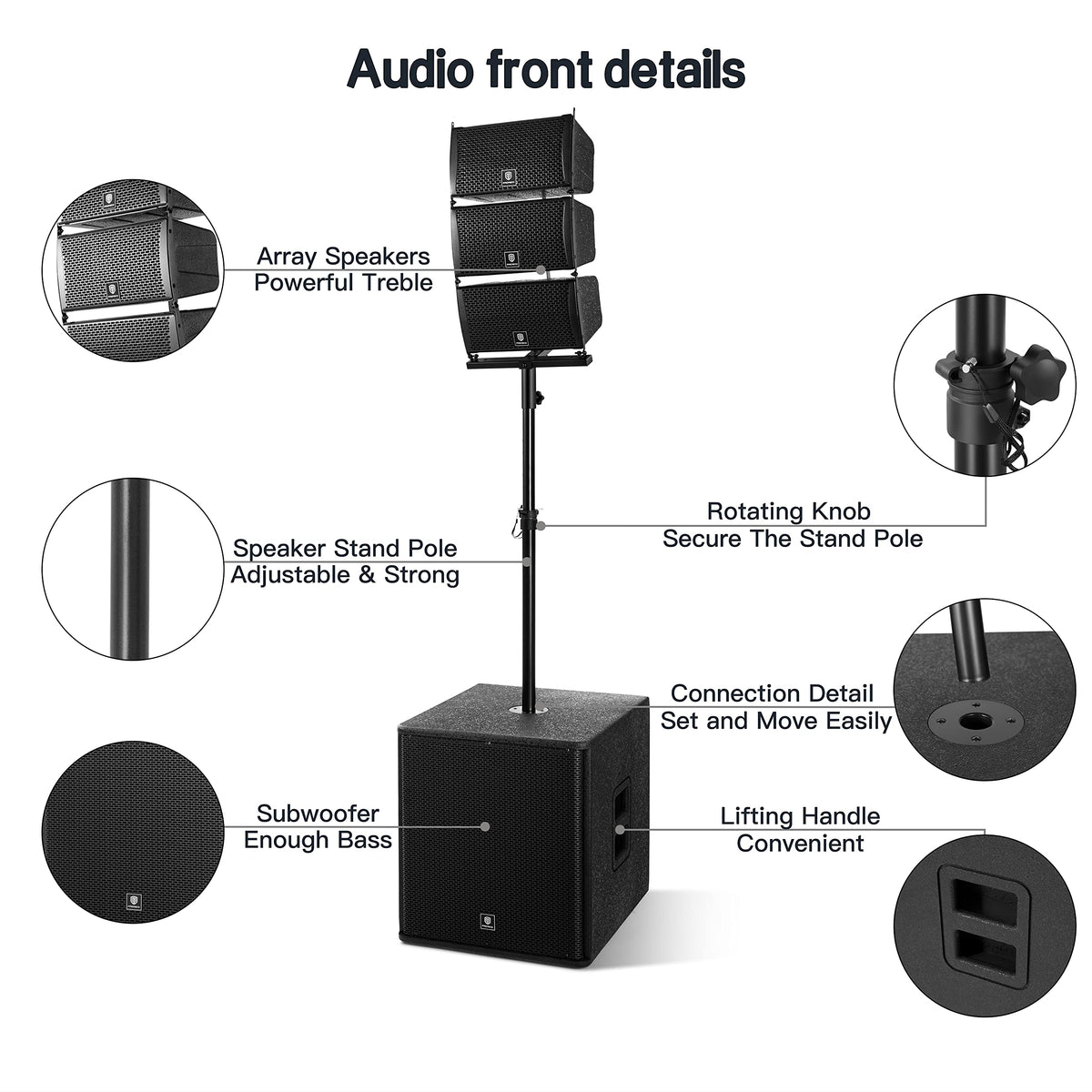 Powered PA Speaker System 6 Line Array Speakers 2PCS 18 Inch Subwoofers K197