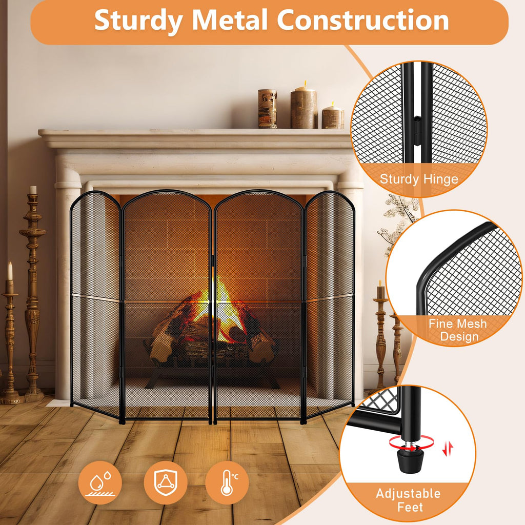 Black Foldable Fireplace Screen A170