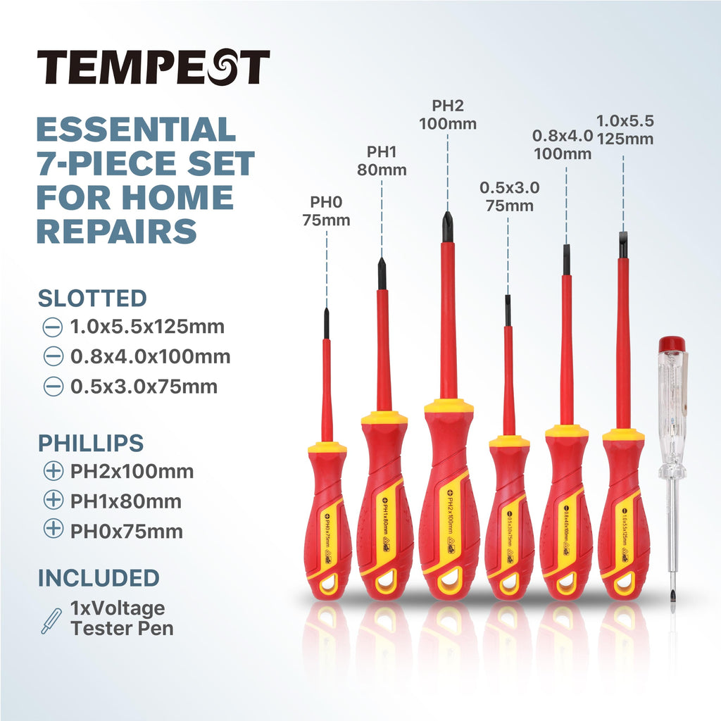 7 Piece VDE Insulated Screwdriver Set with Voltage Tester O5232