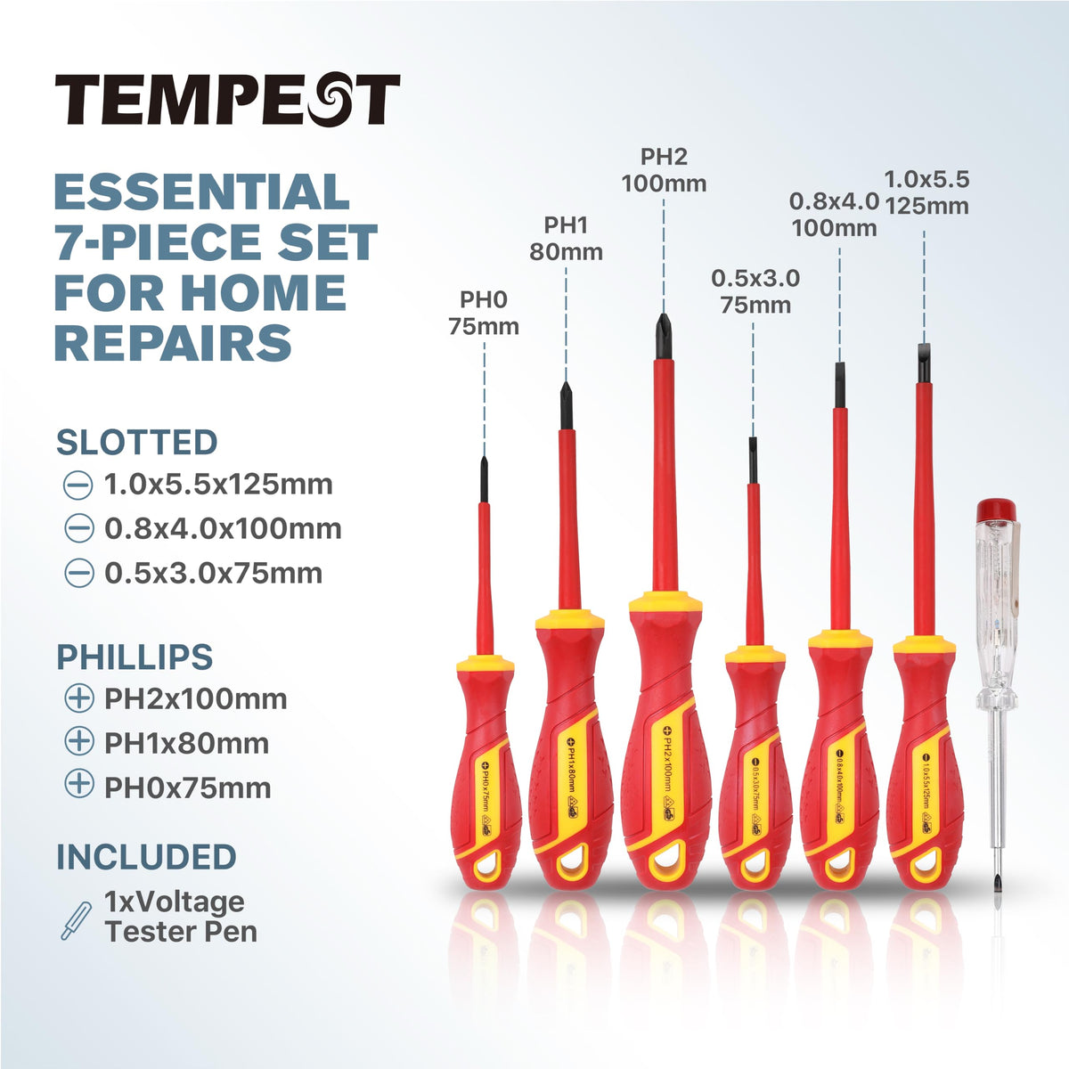 7 Piece VDE Insulated Screwdriver Set with Voltage Tester O5232