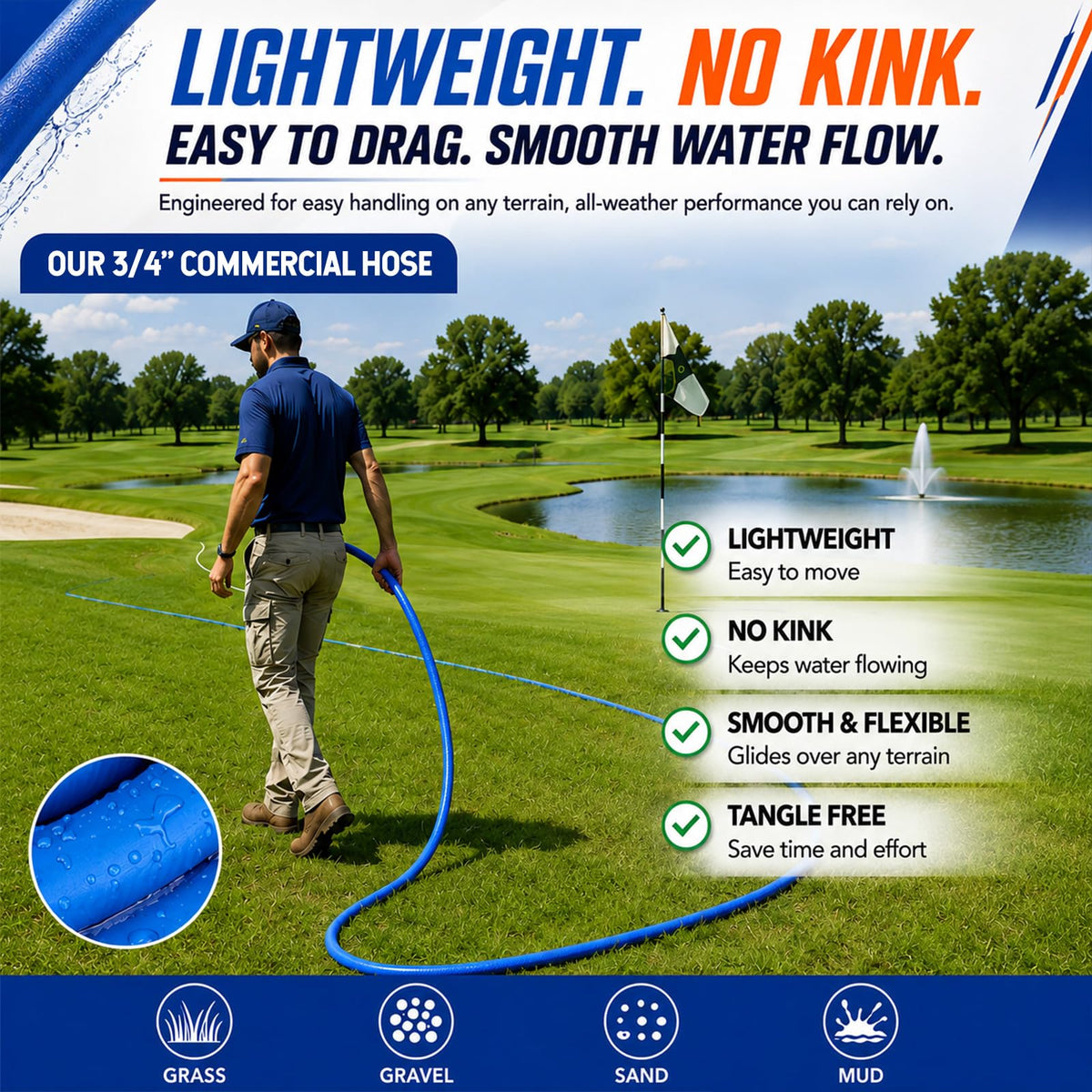 3/4" x 100 ft Lightweight Flexible Garden Hose N6660