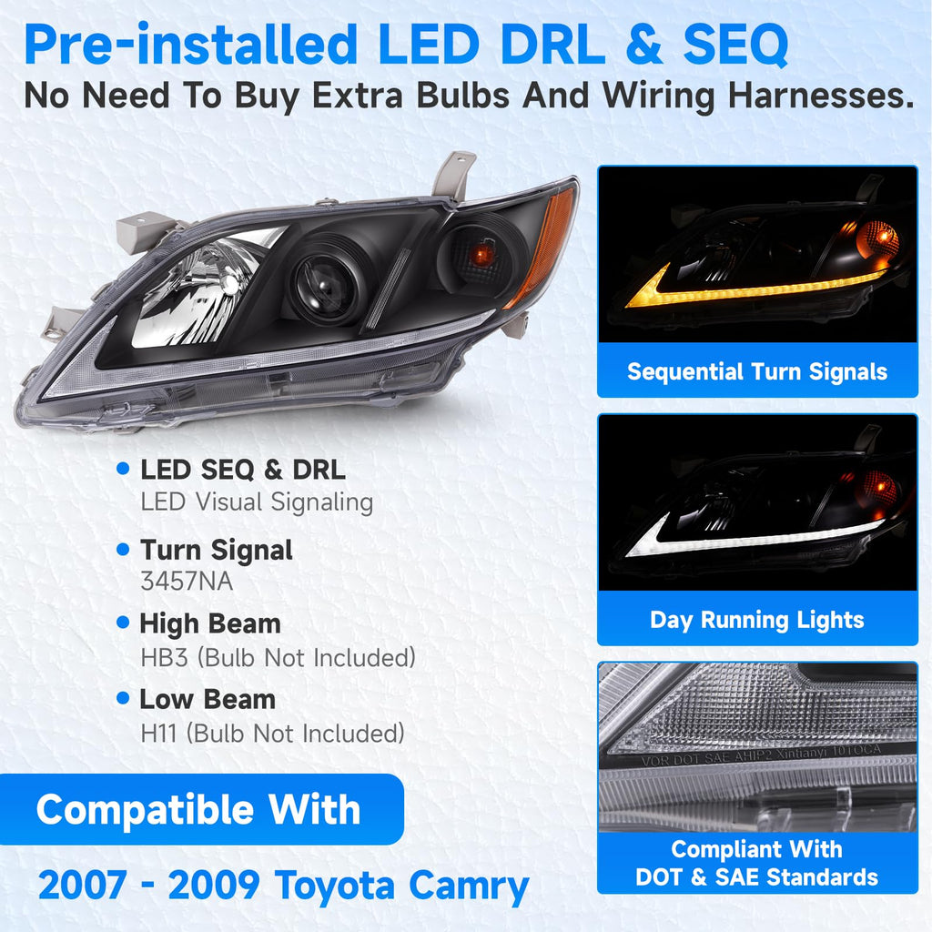 LED DRL Headlight Assembly Pair C8477