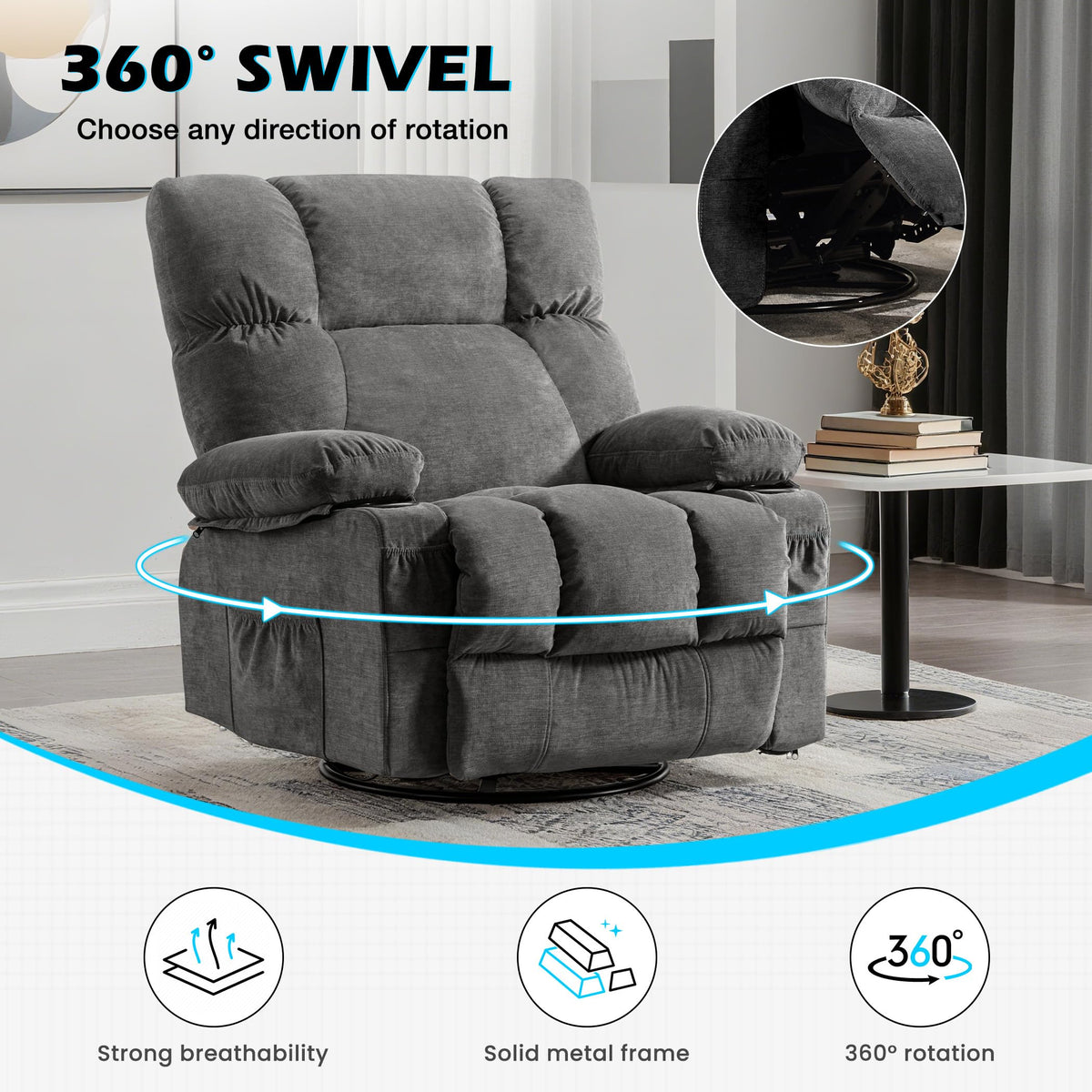 Oversized Recliner Chair with Massage and Heat F412802