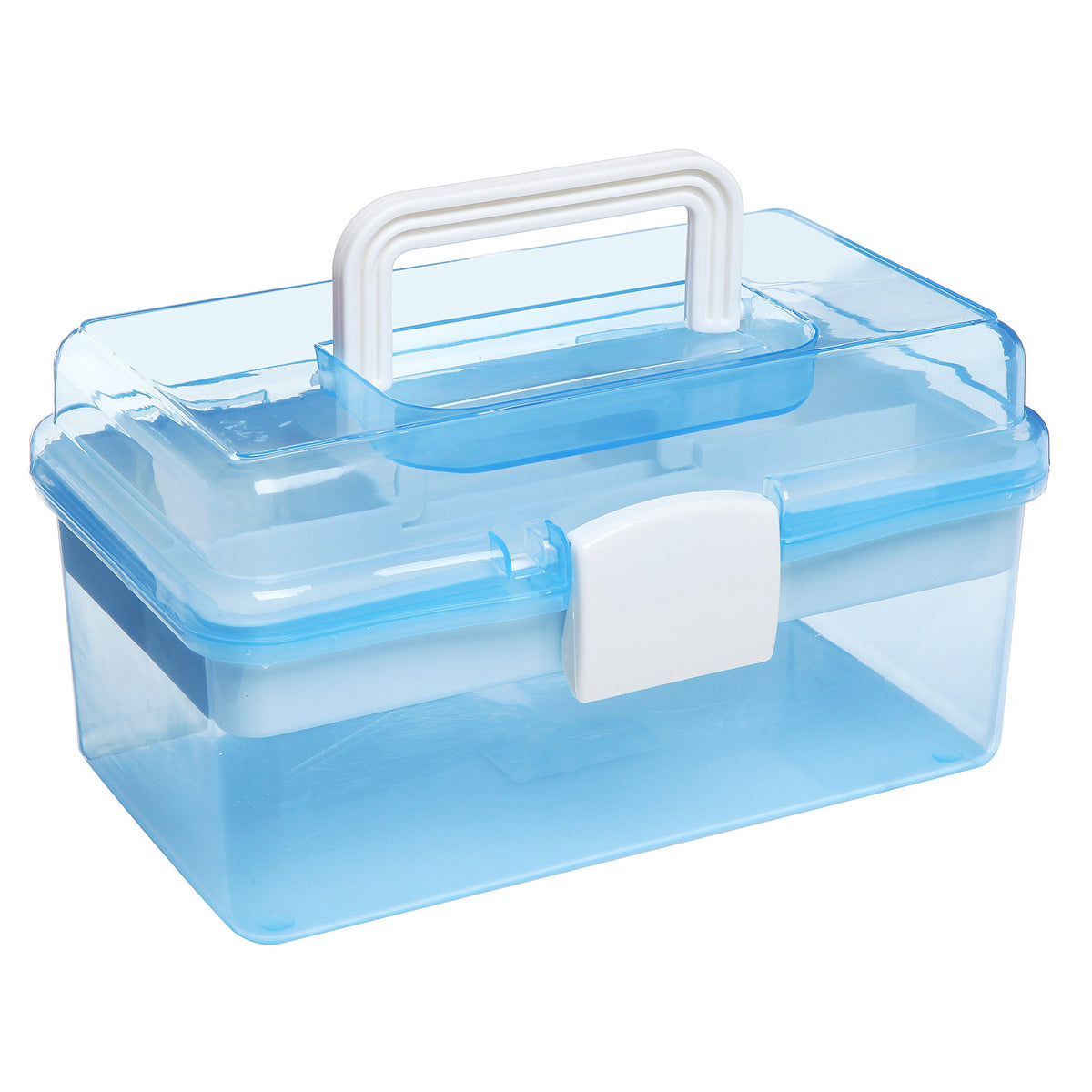10 Inch Blue Plastic Storage Box with Removable Tray A220