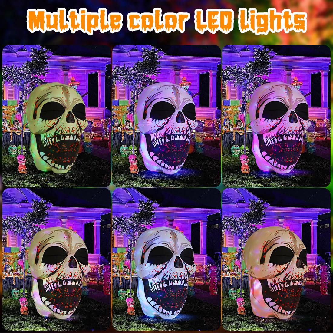 4 FT Halloween Inflatables Skull Outdoor Decorations V349