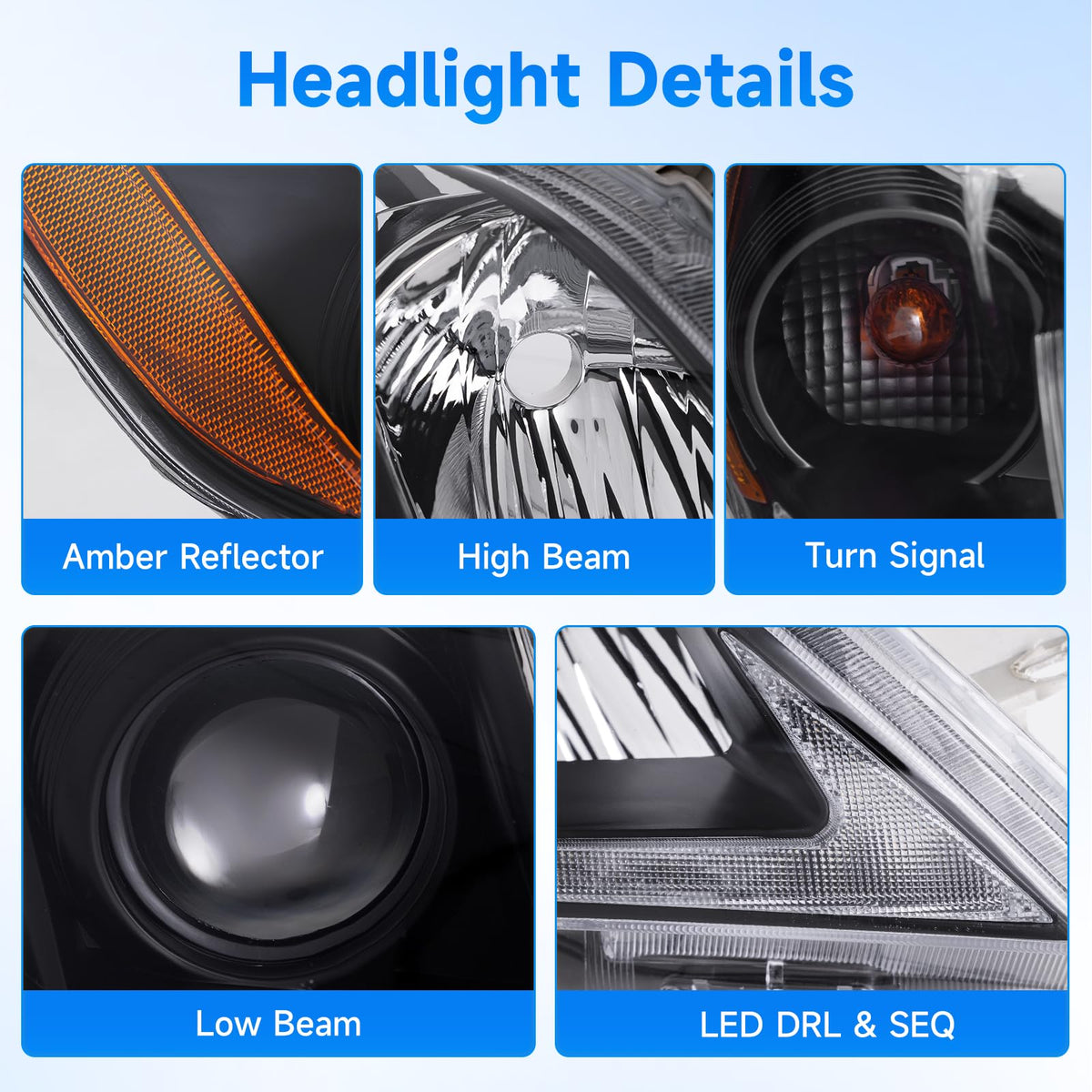 LED DRL Headlight Assembly Pair C8477