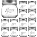 Wide Mouth Mason Jars 16oz with Airtight Lids and Bands P7298