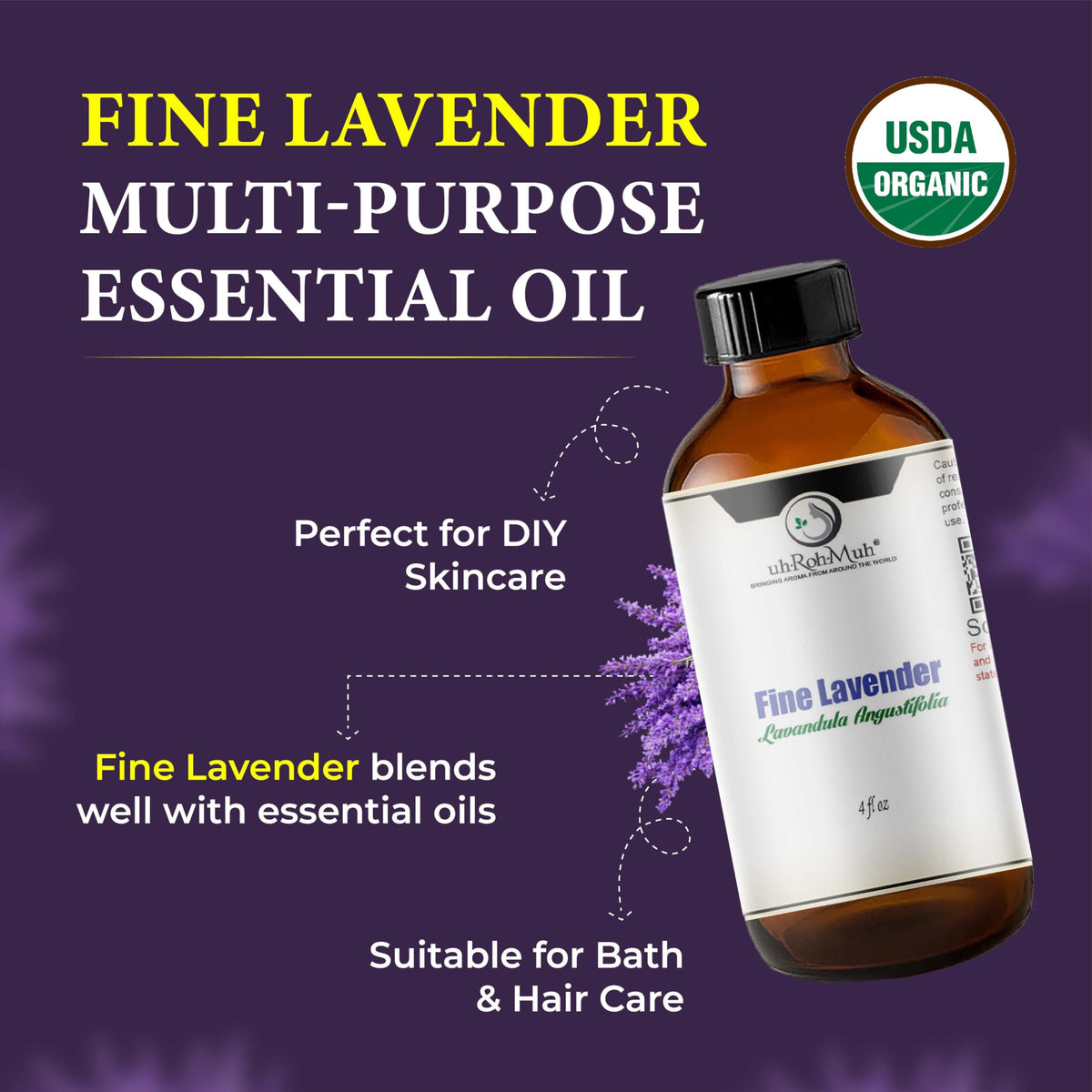 Organic Lavender Essential Oil 4 Fl Oz V584141