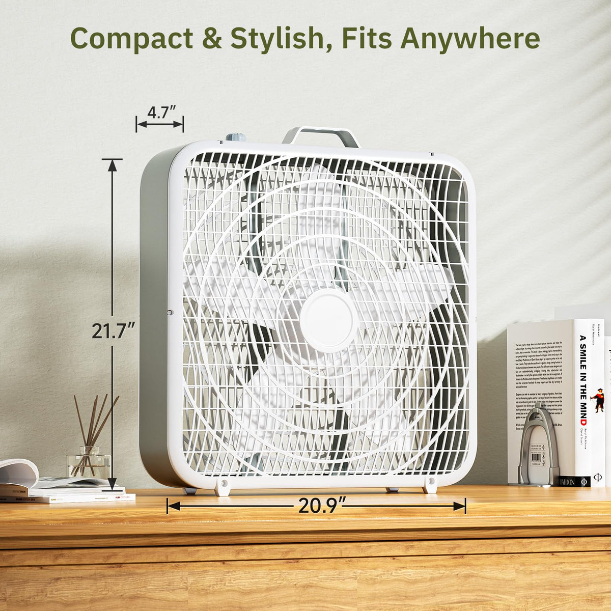 20” 3-Speed Box Fan with Safety Grill, White F155324