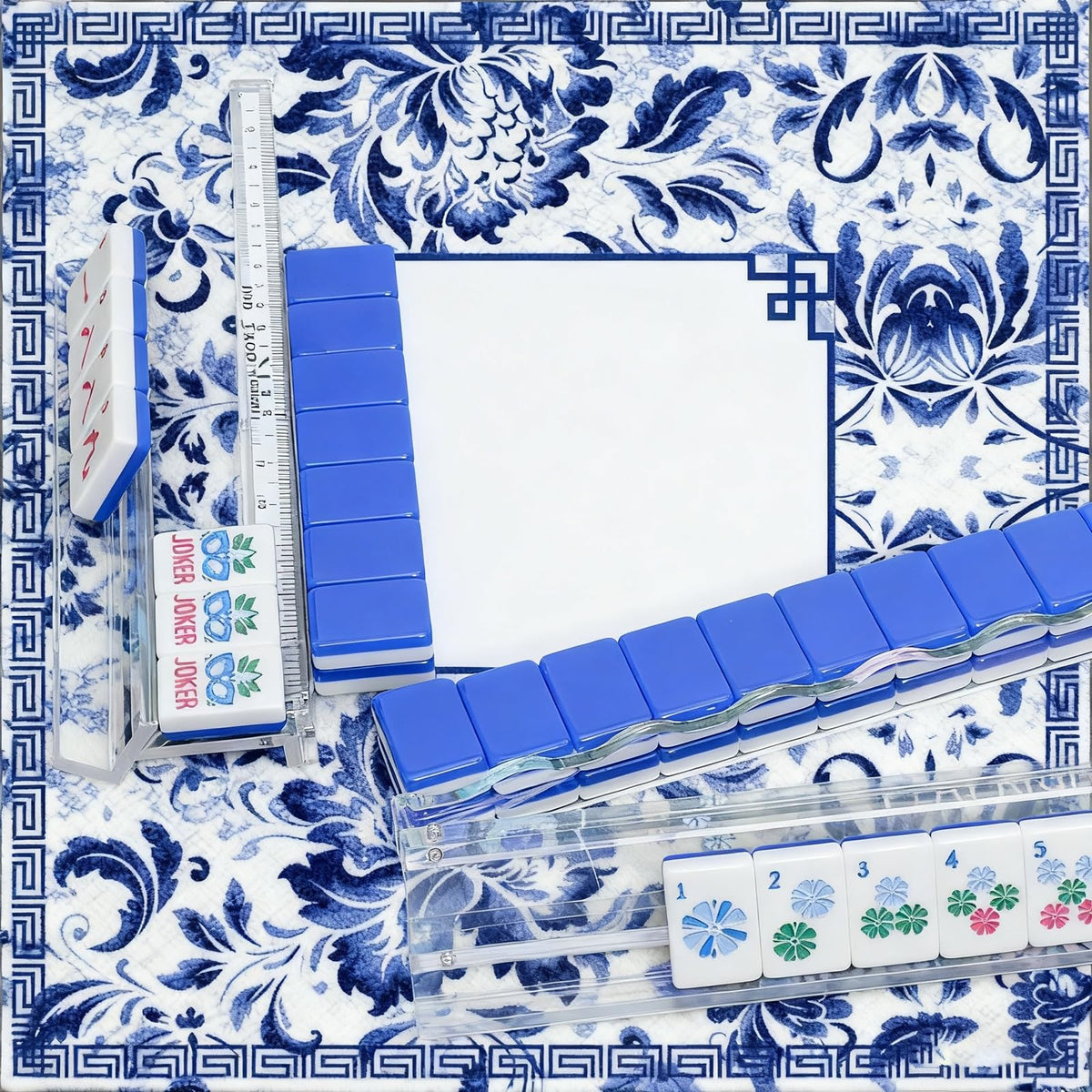 Clear Acrylic Mahjong Racks with Pushers, 4-Pack M6604