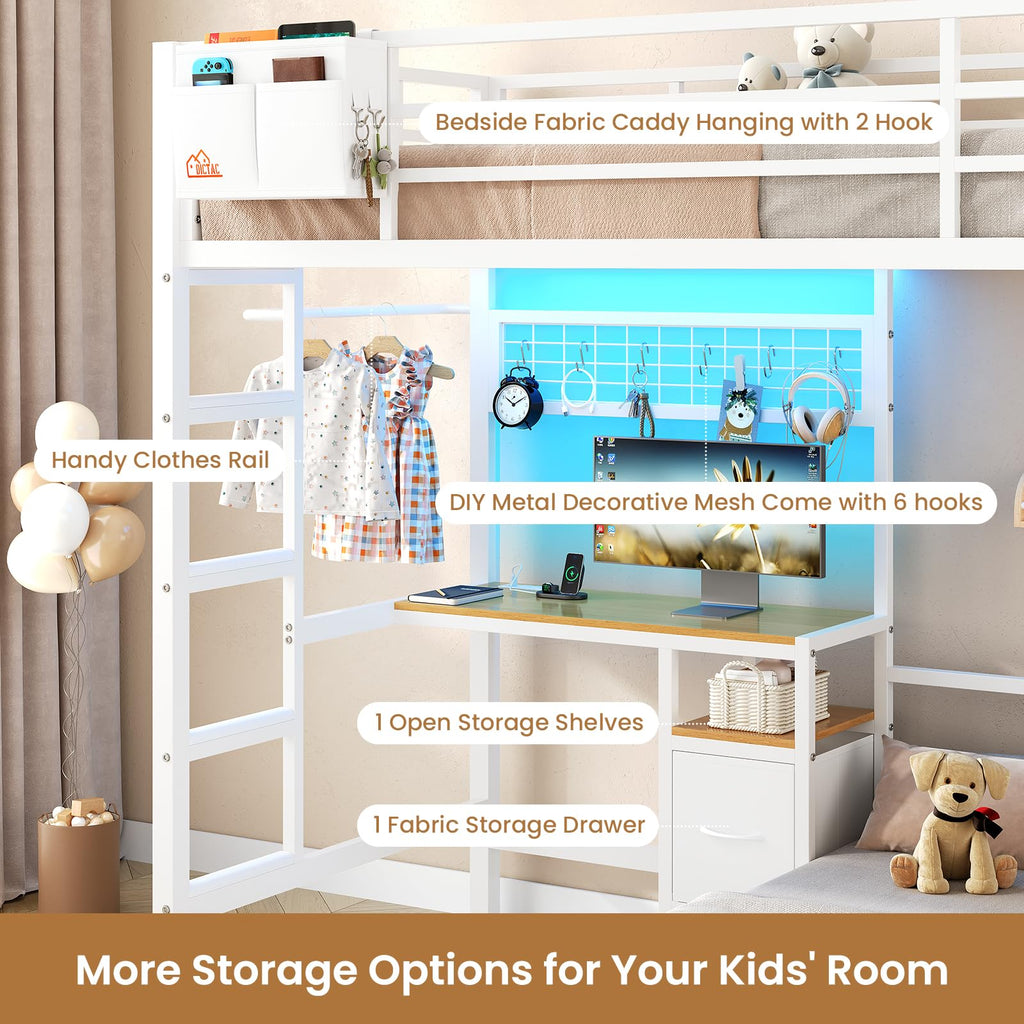 Twin Over Twin White Bunk Bed with Desk P293296