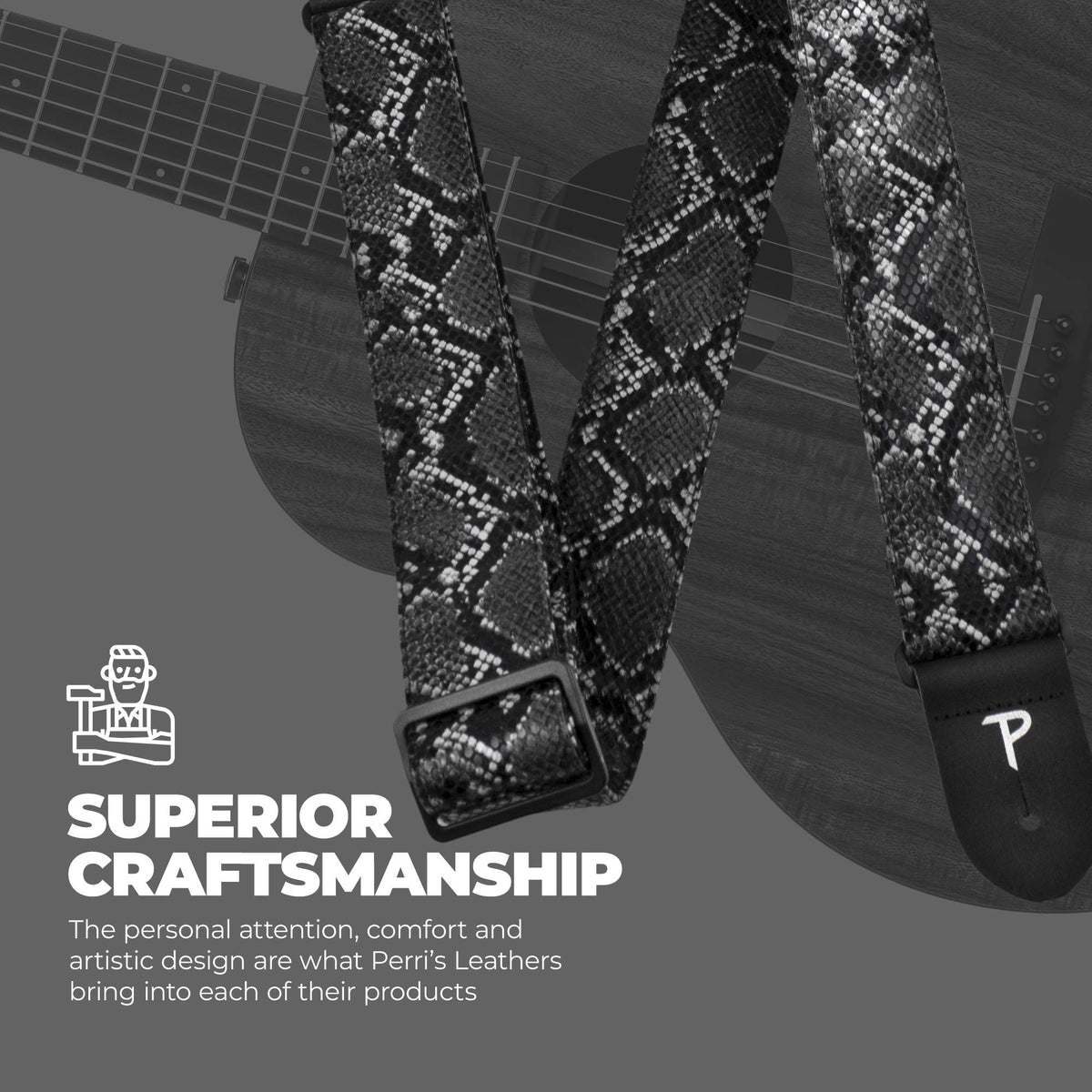 Faux Snake Skin Jacquard Patterned Non-Slip Guitar Strap F189297