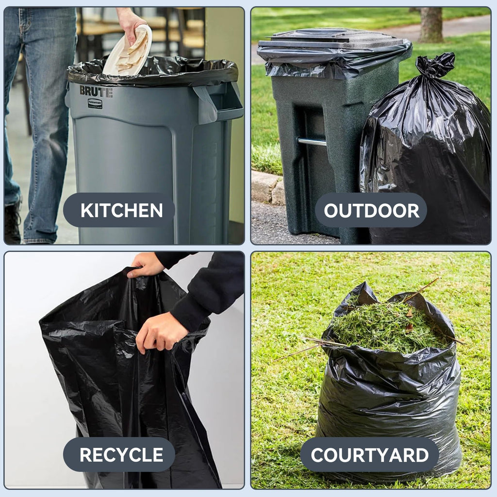 45 Gallon Heavy Duty Black Plastic Trash Bags 50 Count F474752