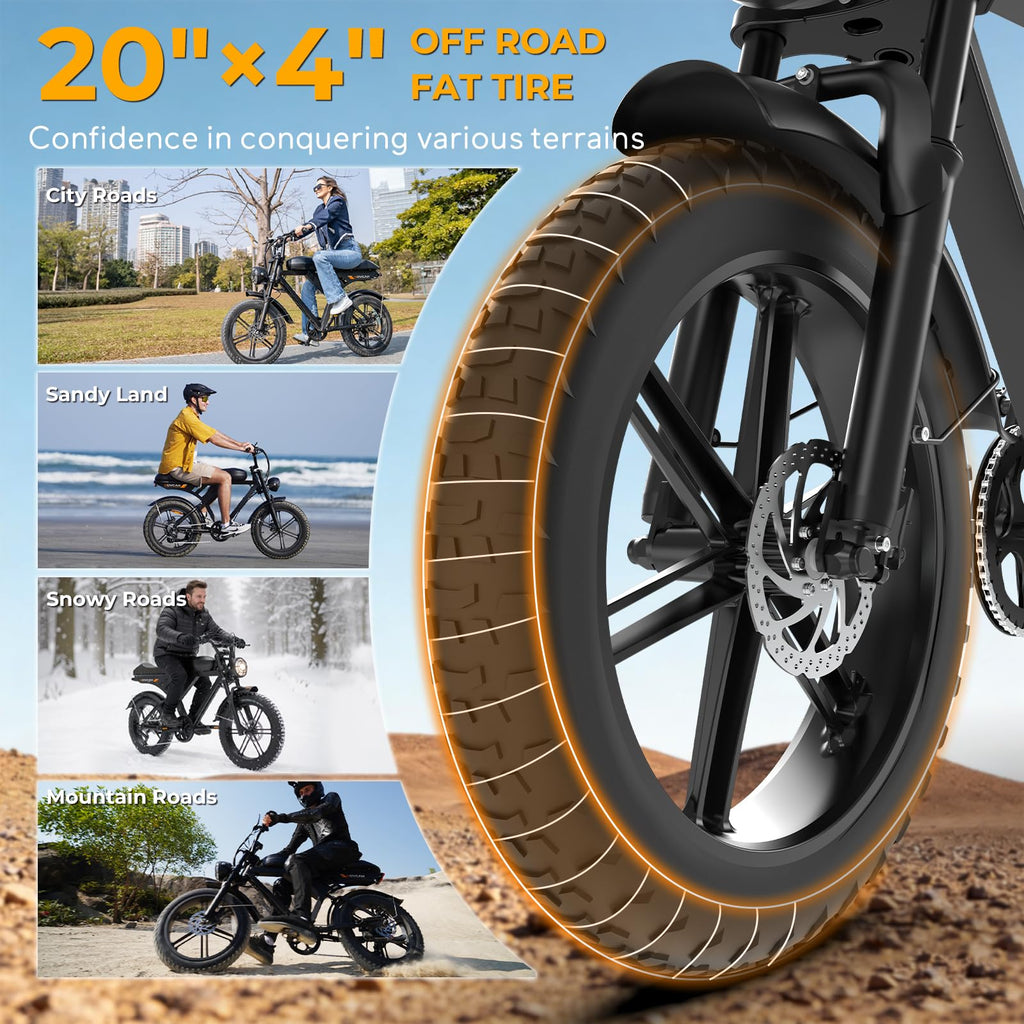 1000W Electric Bike 20" Fat Tire 7-Speed S91770