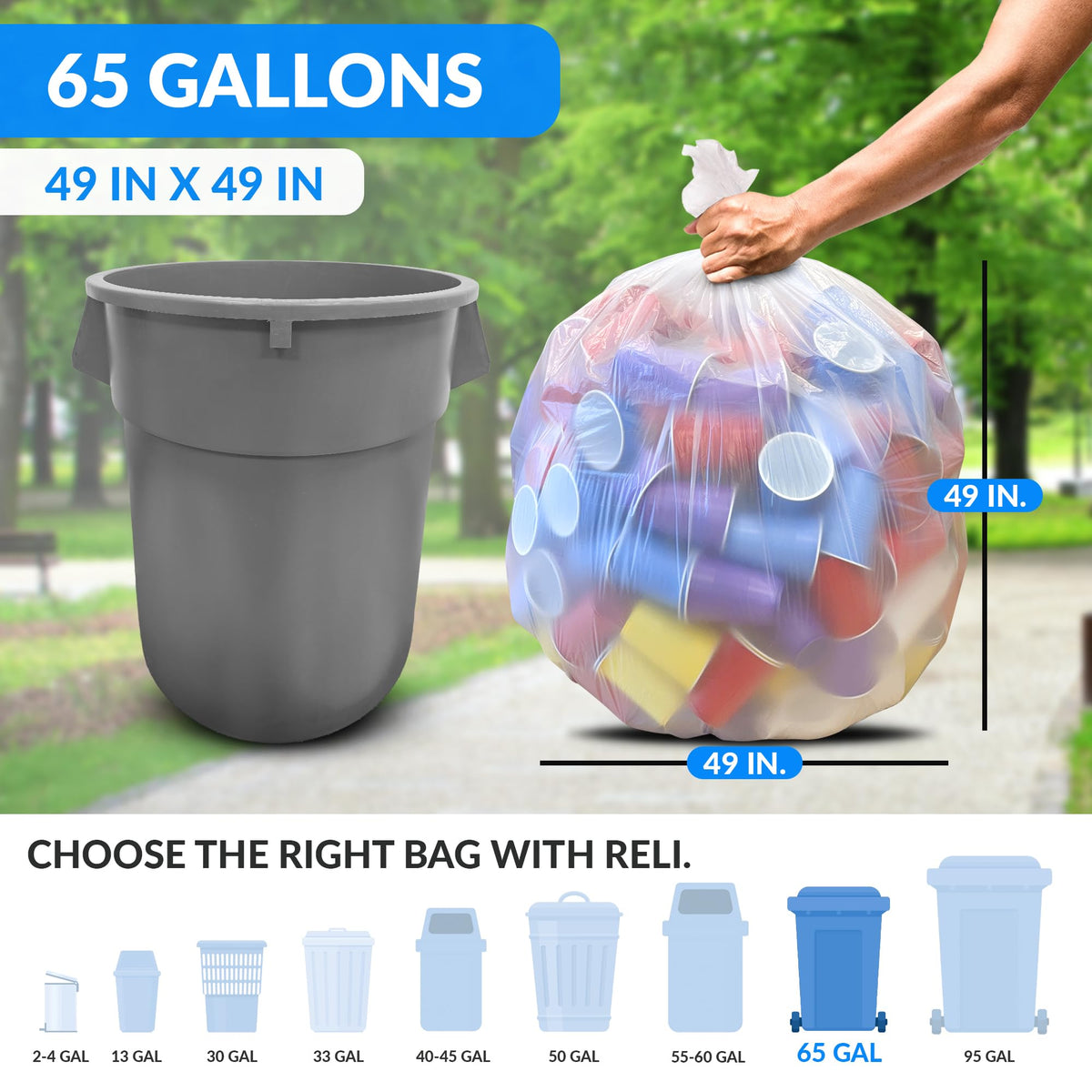 65 Gallon Heavy Duty Trash Bags H992955