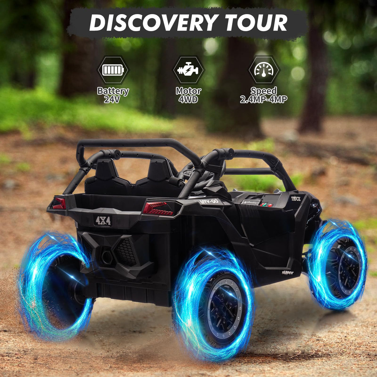 24V 2-Seater Kids Ride on Car with Remote Control 4WD Electric Truck J39452