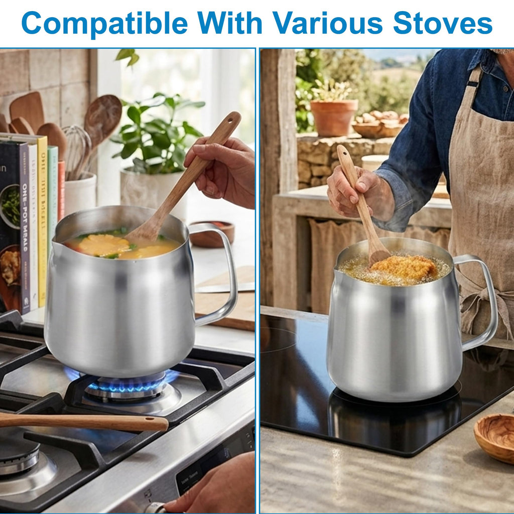 68oz Stainless Steel Oil Filter Pot with Fryer Basket D369