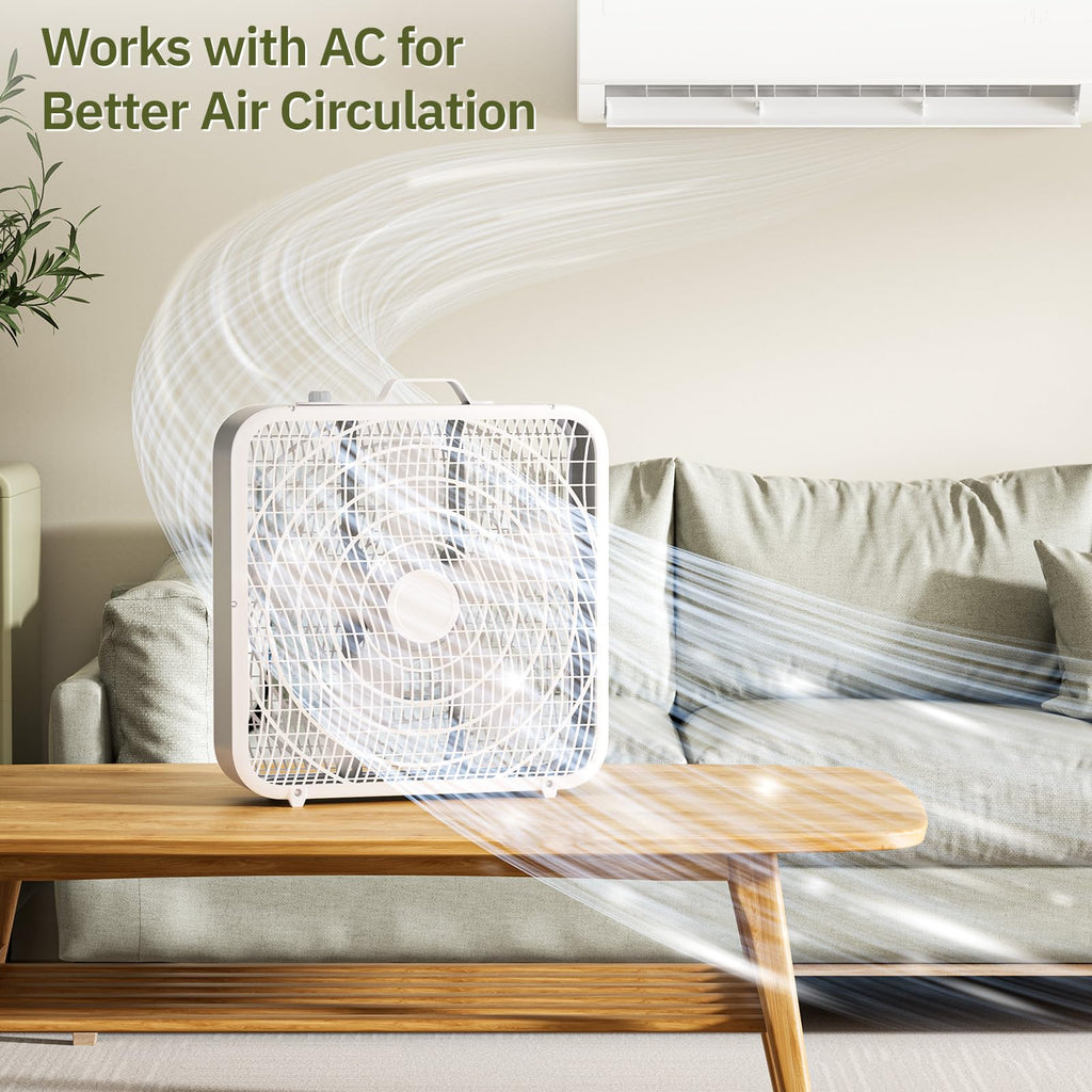 20” 3-Speed Box Fan with Safety Grill, White F155324