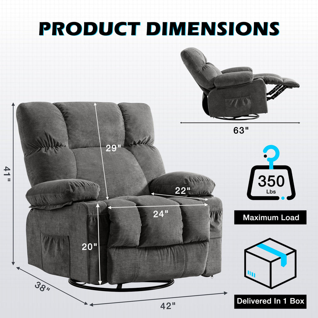 Oversized Recliner Chair with Massage and Heat F412802