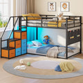 Twin Over Twin Bunk Bed with Stairs and 6 Storage Drawers R158419