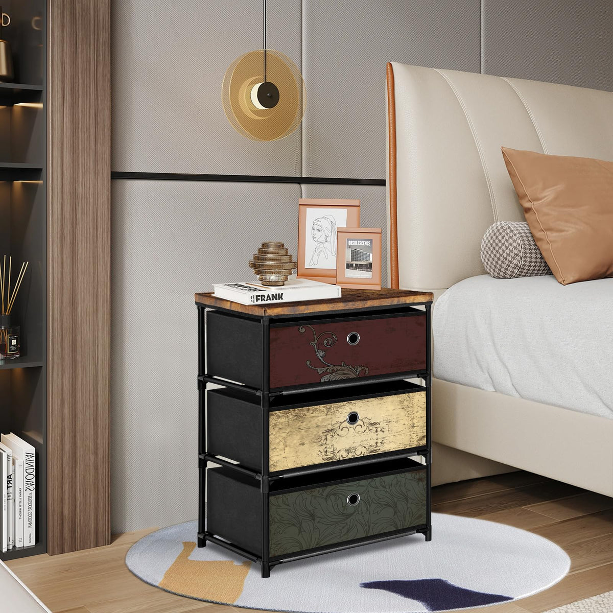 3 Drawer Fabric Nightstand K519383