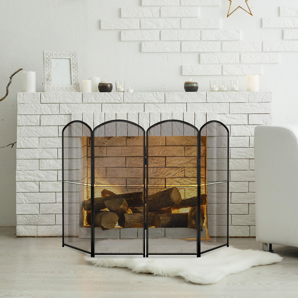 Black Foldable Fireplace Screen A170