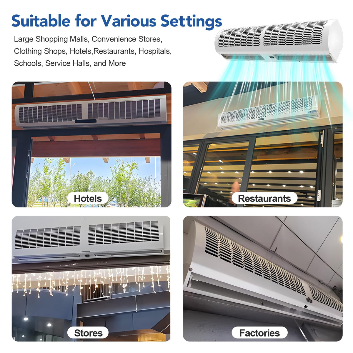 Wall Mounted Air Curtain 36 Inch Adjustable 2 Speed Y2306
