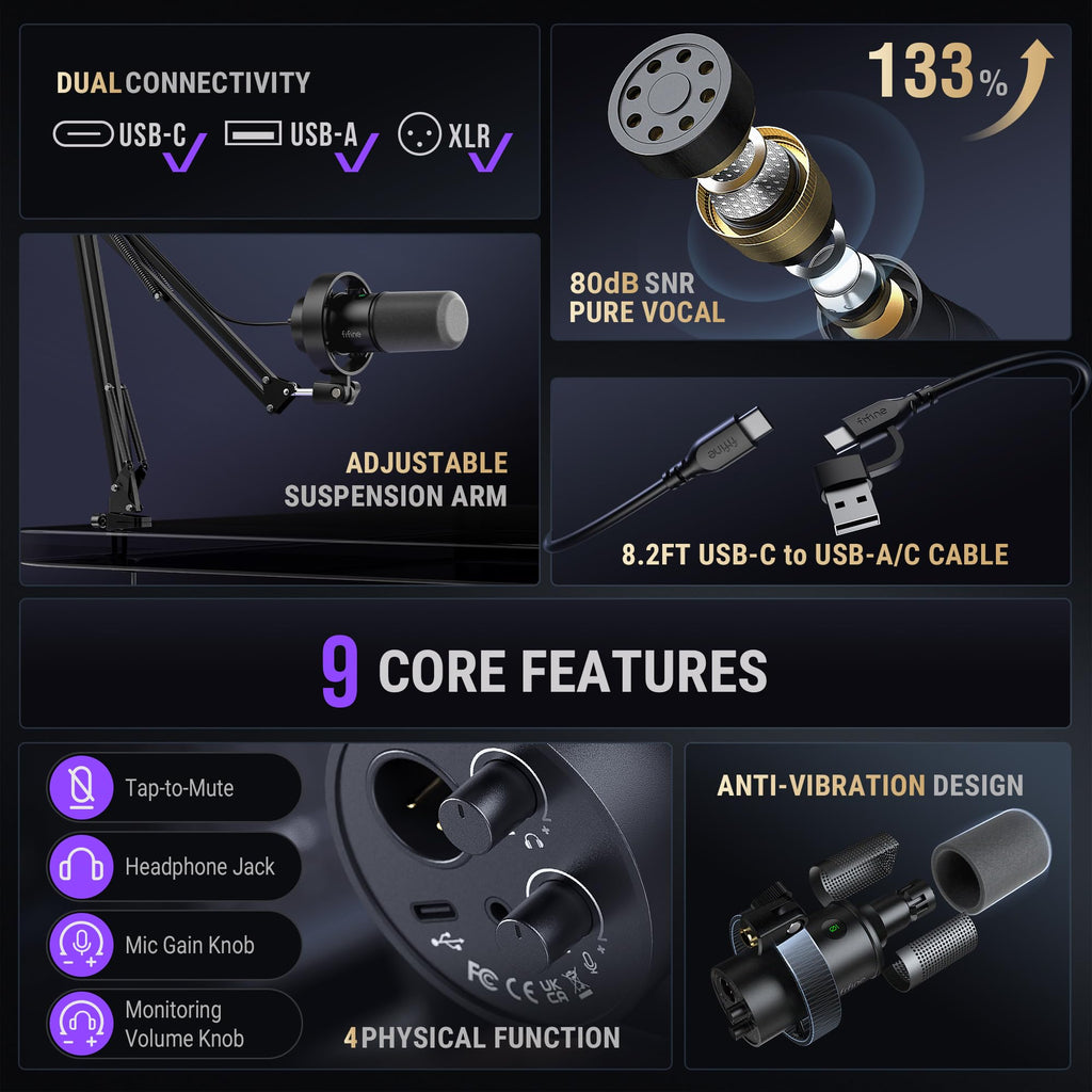 USB/XLR Dynamic Vocal Microphone Kit Q783