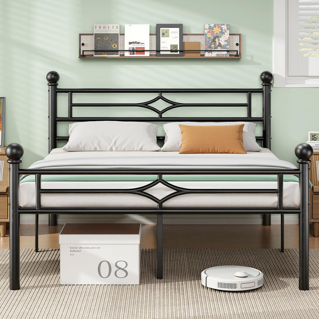 Black Full Metal Platform Bed Frame with Headboard and Footboard Q632476