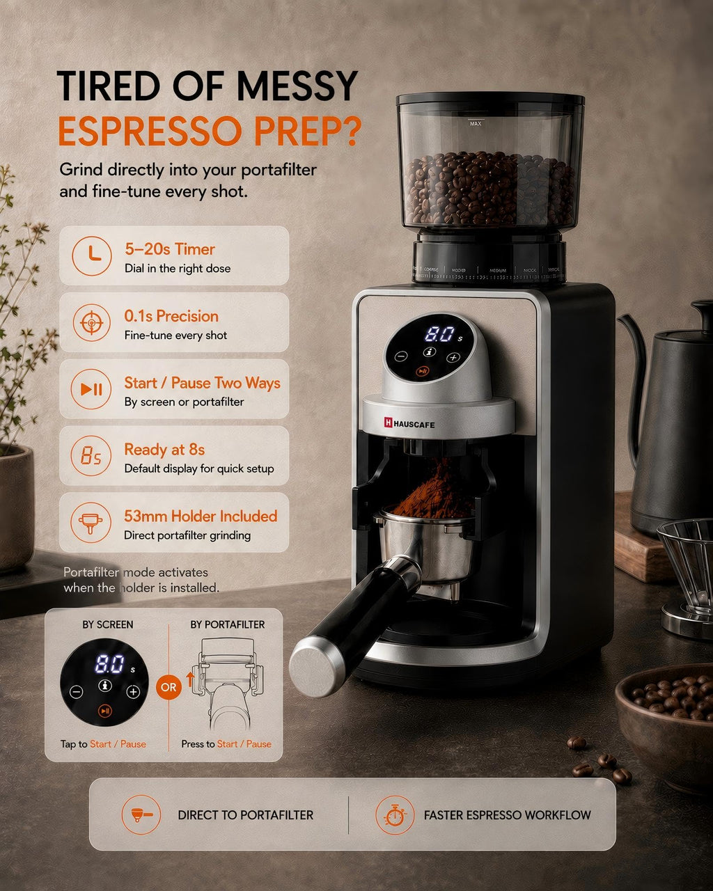 Electric Burr Coffee Grinder with 51 Grind Settings E282962