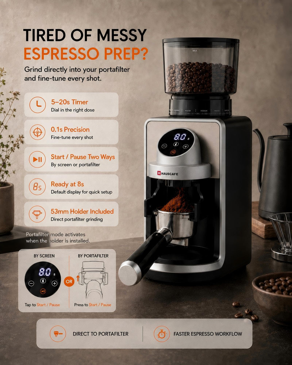 Electric Burr Coffee Grinder with 51 Grind Settings E282962