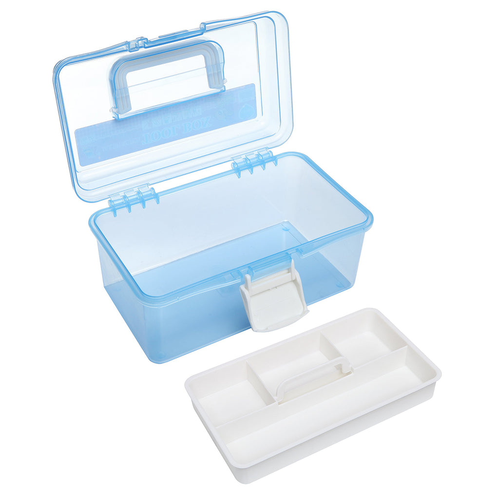 10 Inch Blue Plastic Storage Box with Removable Tray A220