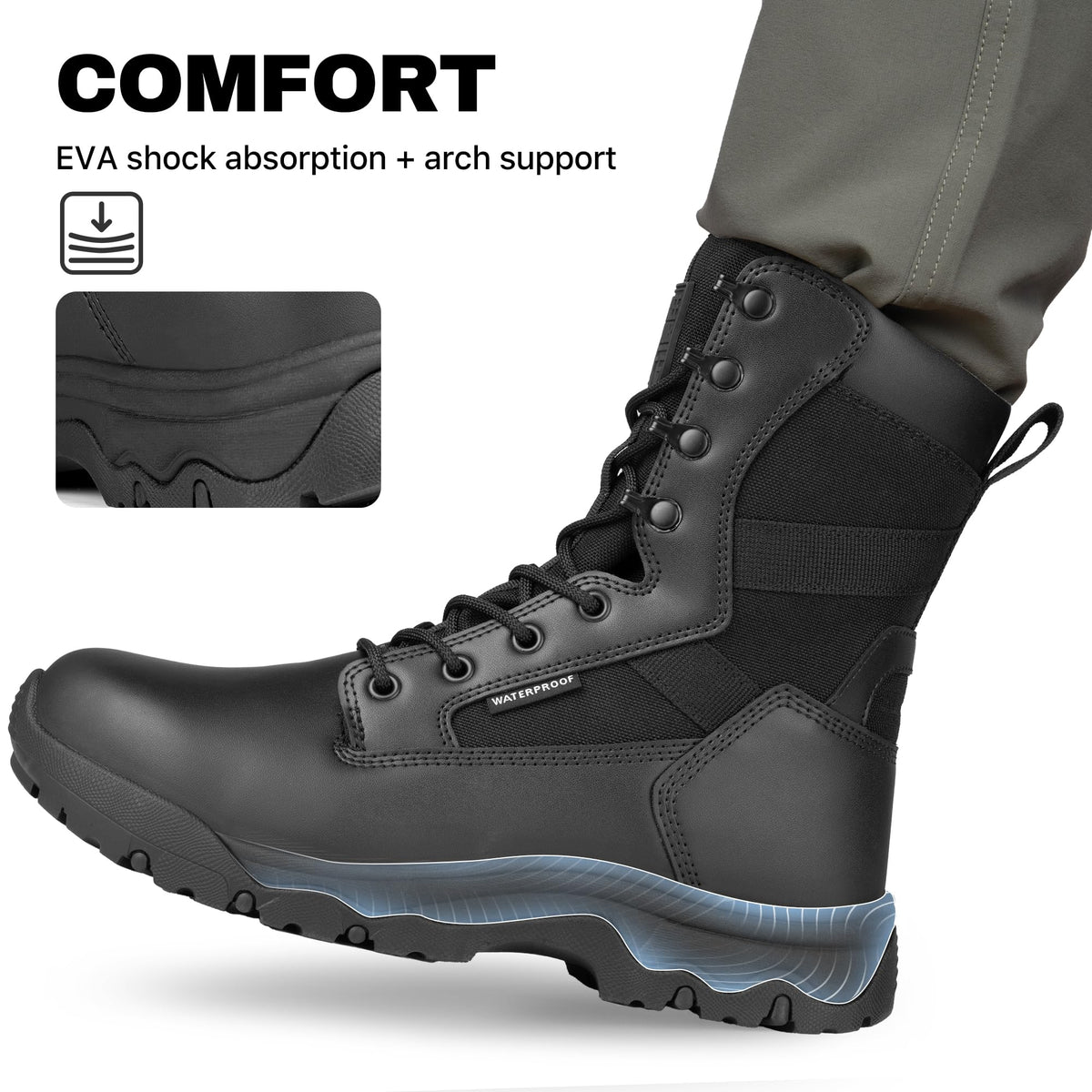 Waterproof Side Zip 8" Tactical Boot O320
