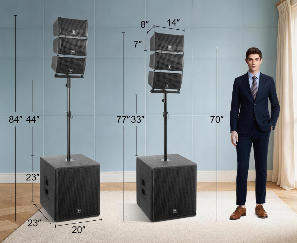 Powered PA Speaker System 6 Line Array Speakers 2PCS 18 Inch Subwoofers K197
