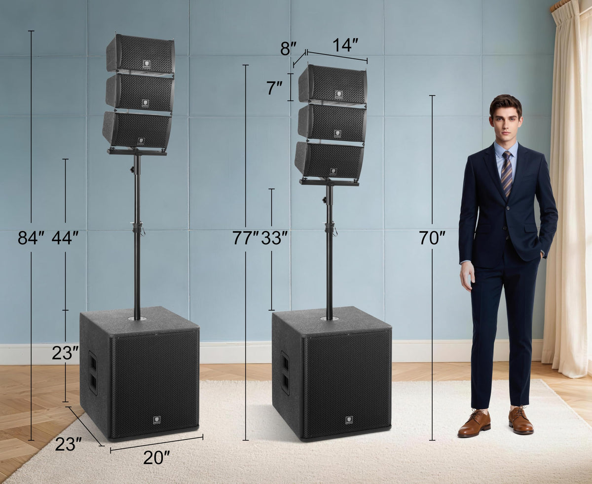 Powered PA Speaker System 6 Line Array Speakers 2PCS 18 Inch Subwoofers K197