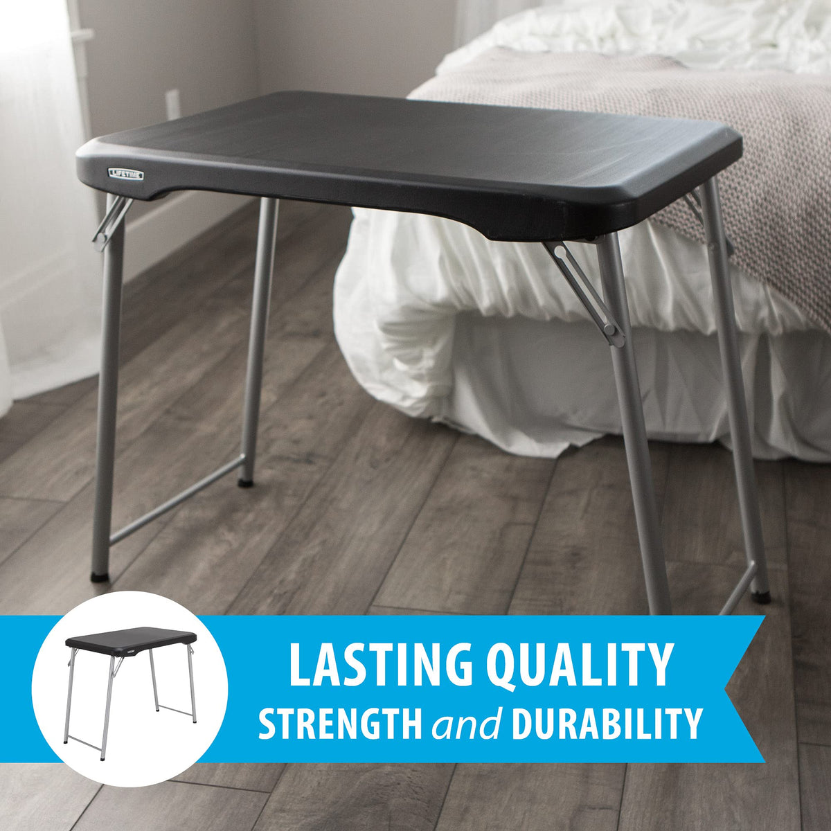 Black and Silver Compact Folding Table C530973