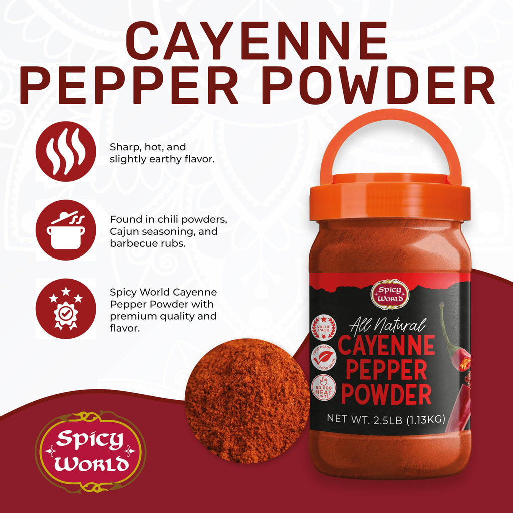 Cayenne Pepper Powder 2.5LB Jar 50,000 SHU Gluten Free T1309