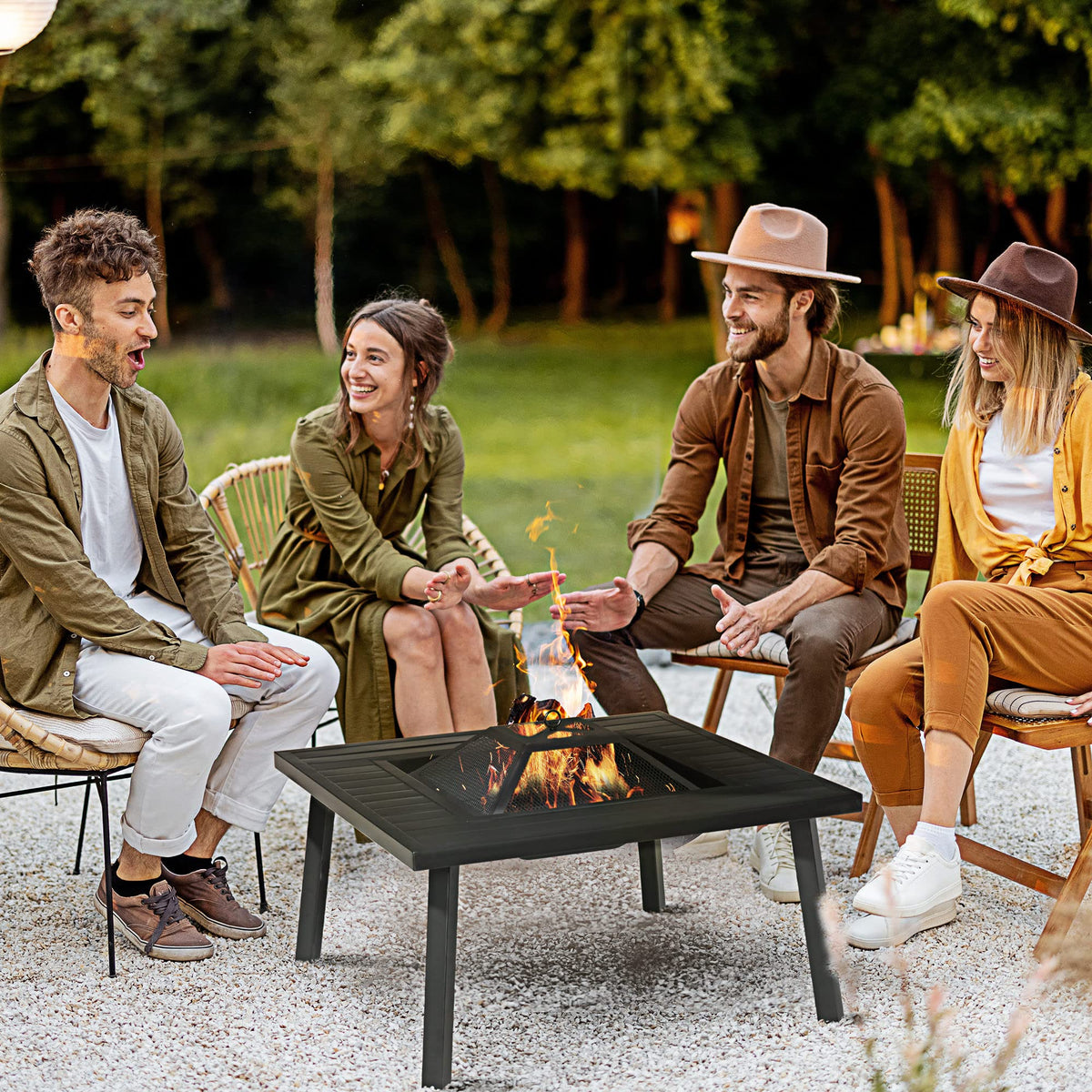 34-Inch Wood Burning Fire Pit with Grill B280304