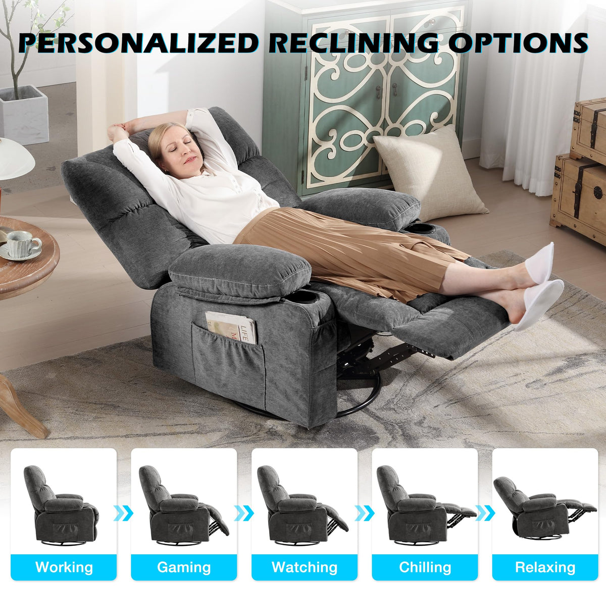 Oversized Recliner Chair with Massage and Heat F412802
