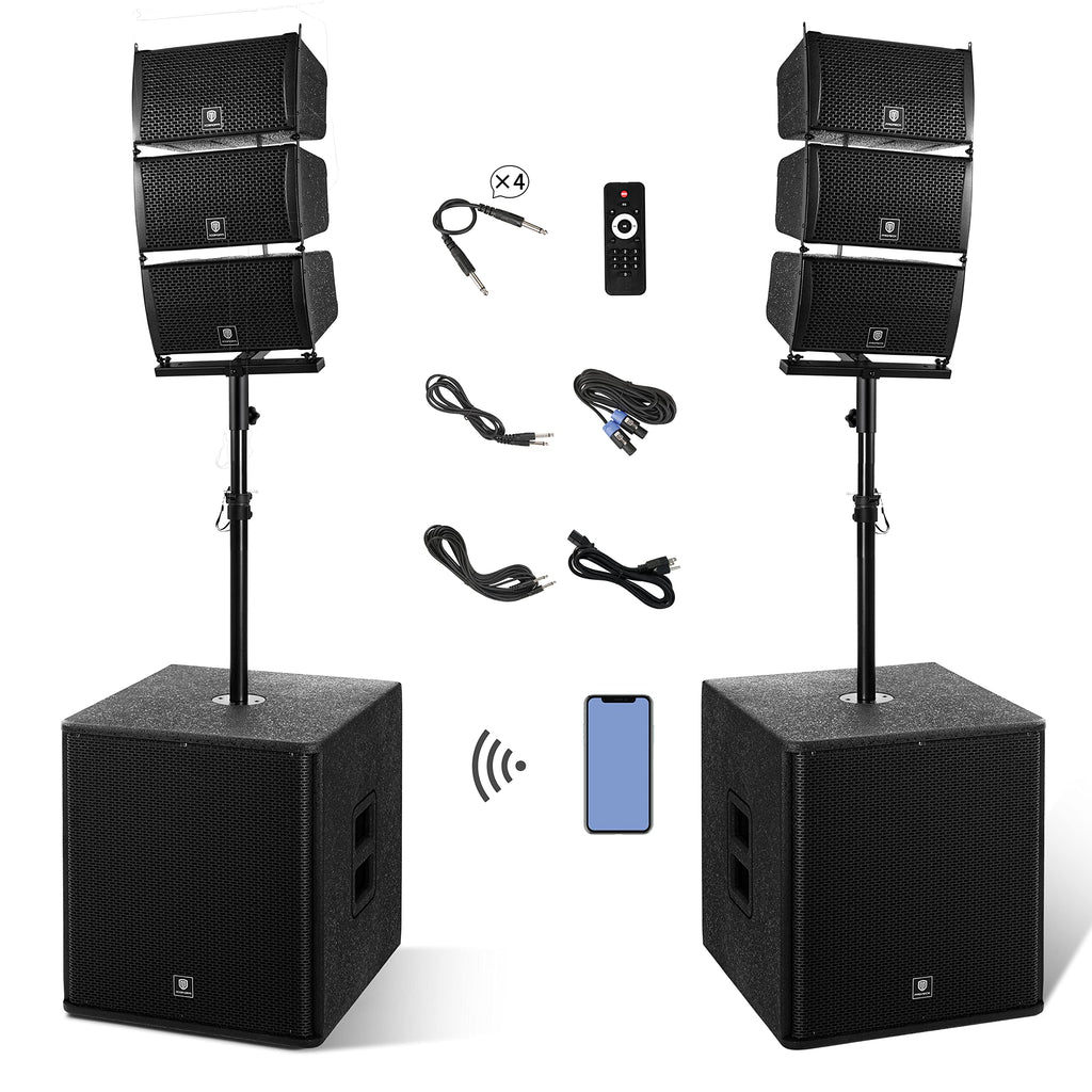 Powered PA Speaker System 6 Line Array Speakers 2PCS 18 Inch Subwoofers K197