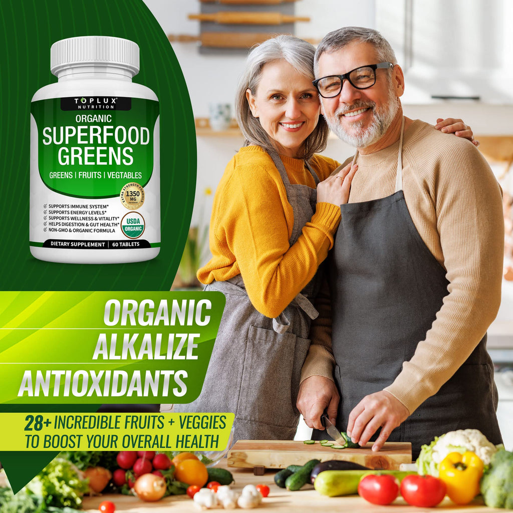 Organic Super Greens Capsules Superfood Supplement 60 Tablets L50129